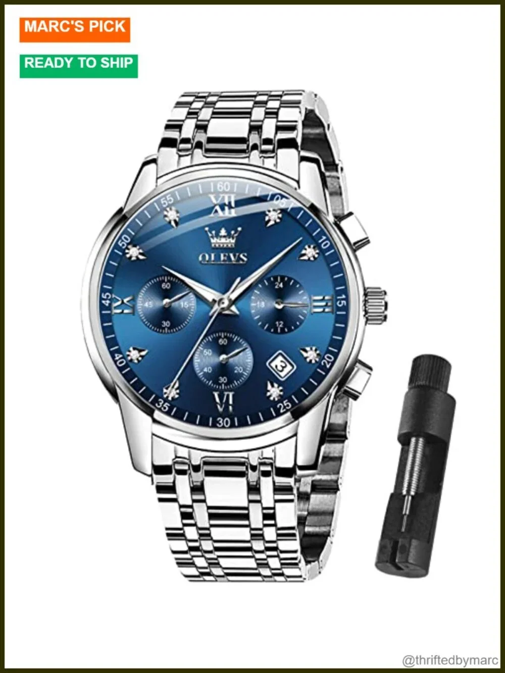 Men Multifunction Watch Waterproof Luminous Chronograph Stainless Steel